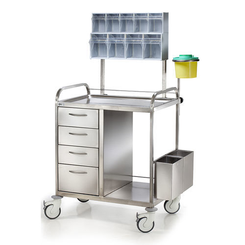 Carrinho hospitalar - D-22-1 - DEMERTZI M & Co - de medicamentos / de acondicionamento / em aço inoxidável