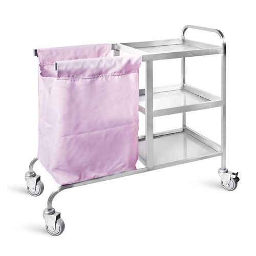 Carrinho para roupa limpa - D-58 - DEMERTZI M & Co - médico-hospitalar / com 3 prateleiras / 1 bolsa