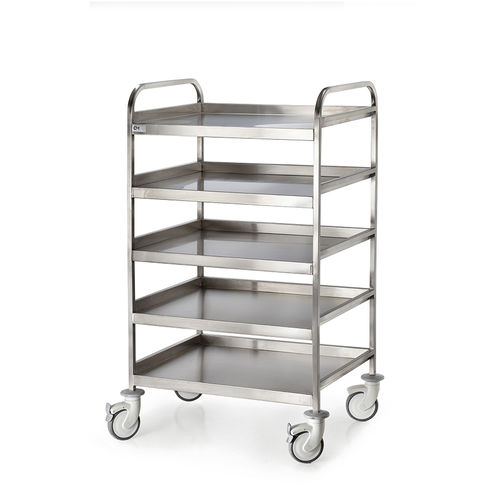 Carrinho para roupa médico-hospitalar - D-52 - DEMERTZI M & Co - multiusos / com 5 prateleiras / em aço inoxidável