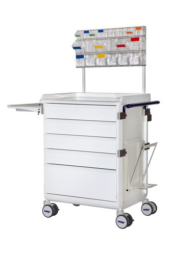 Carrinho para uso geral - Nursing Trolley - MATTTEO - para tratamentos / 5 gavetas / com bandejas