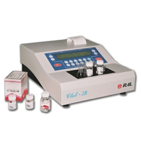 Analisador de coagulação semiautomático - Clot 2B - RAL, Tecnica para el Laboratorio S.A. - de 2 canais / TP / TTPa