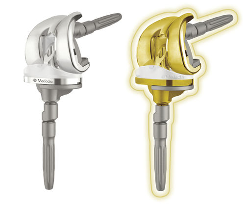 Prótese total de joelho - GMK® HINGE - Medacta - de revisão / cimentada ou não cimentada / para lado esquerdo