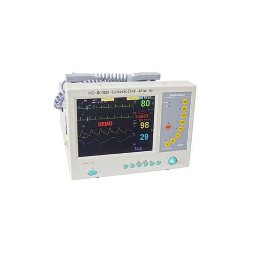 Desfibrilador externo automático - HD-8000B - Jiangsu Hongdu Medical Technology - manual / bifásico / com monitor ECG e SpO2