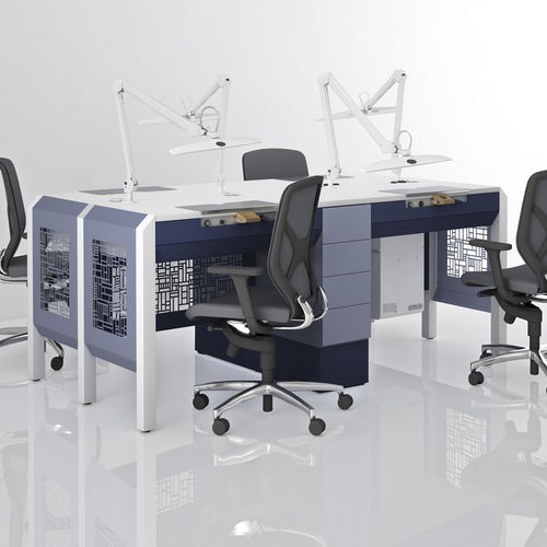 Estação de trabalho para laboratório dentário com iluminação - COMP.20 - CATO - com gavetas / dupla