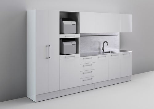Armário para instrumentos odontológicos - SHINY - CATO - para sala de esterilização / com gavetas / com pia