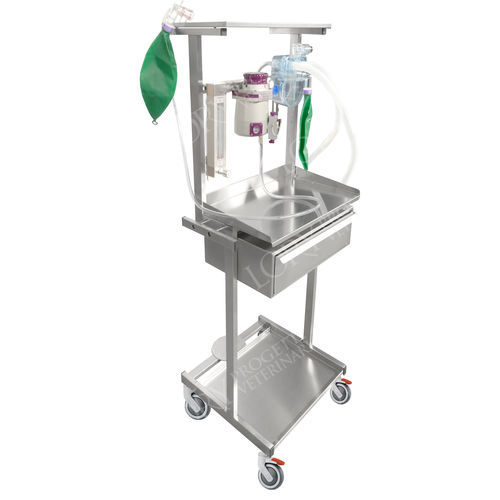 Aparelho de anestesia veterinária para animais de pequeno porte - ANE005/B - Lory Progetti Veterinari srl - com carrinho