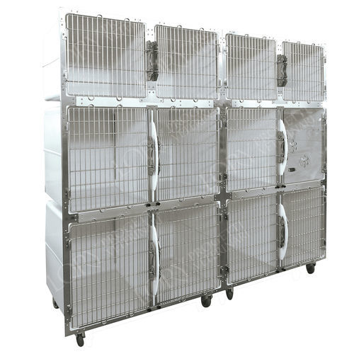 Gaiola veterinária modular - GAPVC008 - Lory Progetti Veterinari srl - com rodízios / em PVC