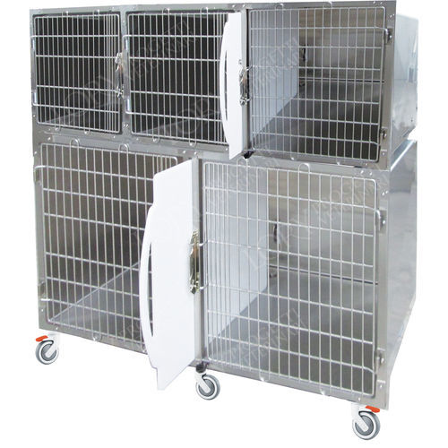 Gaiola veterinária para cães - GA008 - Lory Progetti Veterinari srl - com 5 compartimentos / dois andares / com rodízios