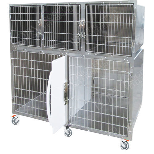 Gaiola veterinária para cães - GA009 - Lory Progetti Veterinari srl - com 5 compartimentos / dois andares / com rodízios
