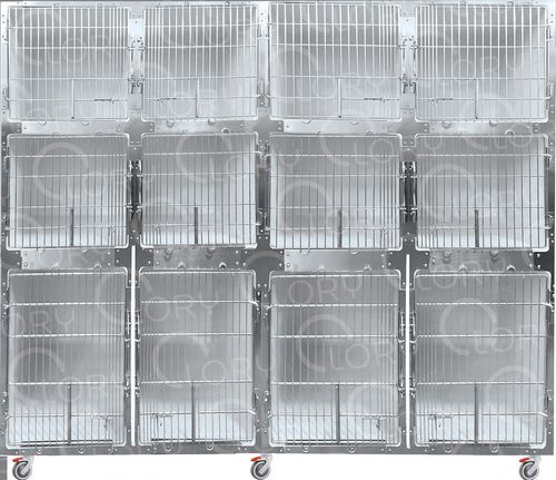 Gaiola veterinária modular - GAPVC007 - Lory Progetti Veterinari srl - com rodízios / em PVC