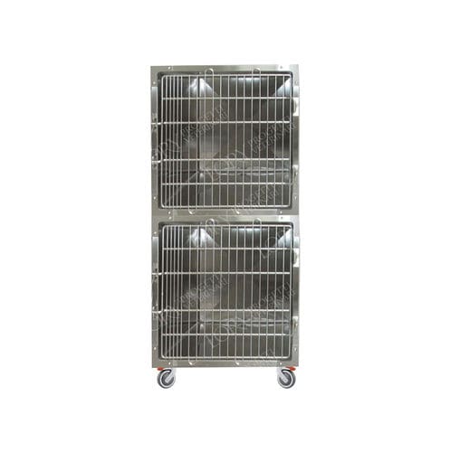 Gaiola veterinária para gatos - GA026 - Lory Progetti Veterinari srl - com 2 compartimentos / dois andares / com rodízios