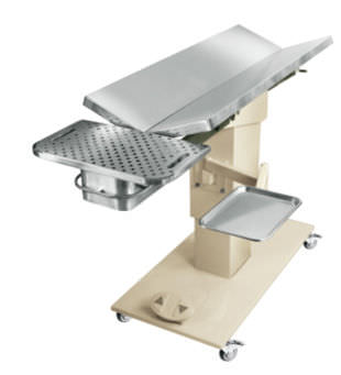 Mesa de exame para uso veterinário - Olympic Veterinary - elétrica / com altura regulável / com rodízios