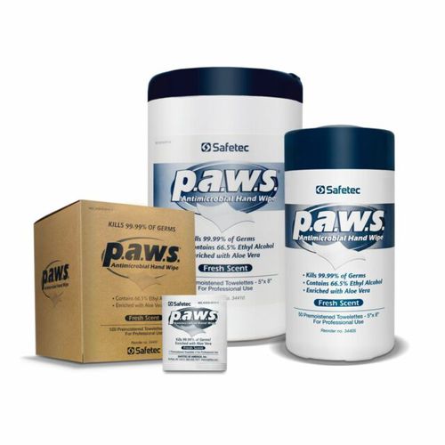 Lenços umedecidos para higienização das mãos - p.a.w.s.® - Safetec of America