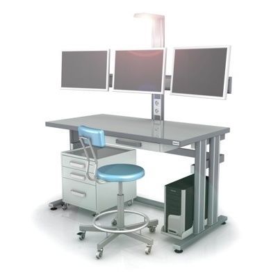 Estação de trabalho com iluminação - APAR-4 series - TECHMED - com prateleiras / com gavetas / com monitor