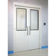 porta para hospital / de correr / em aço inoxidável / com vidro